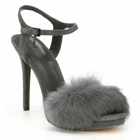 New! MICHAEL KORS Rabbit Fur Gray Heels Open-toe - Picture 5 of 5